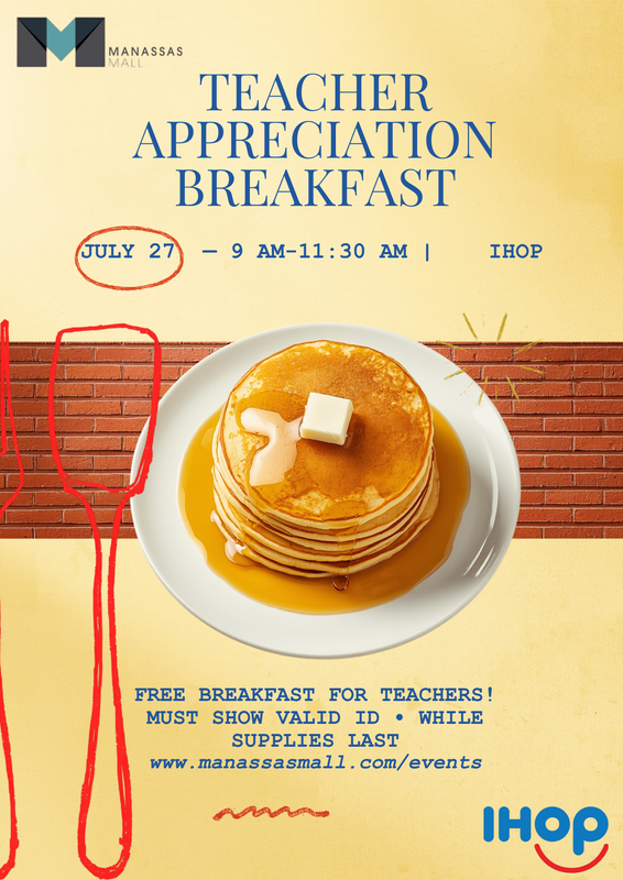 Teacher Appreciation Breakfast at Manassas Mall with IHOP